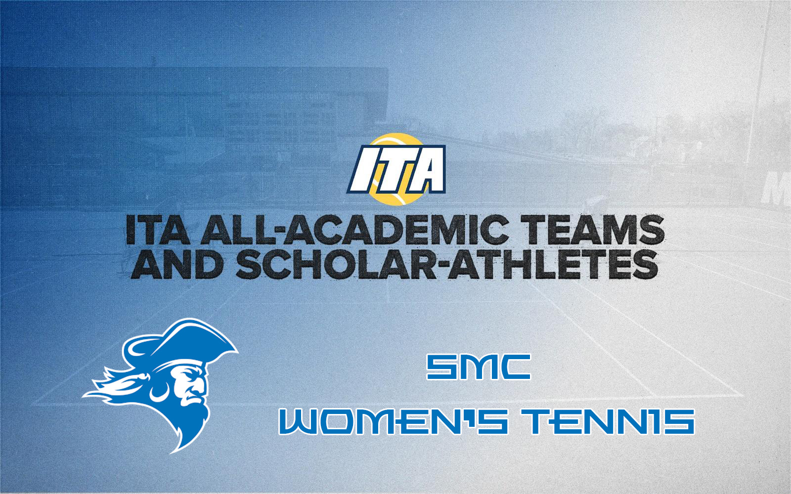 Image of ITA logo and corsair logo with the words ITA all-american and scholar athletes